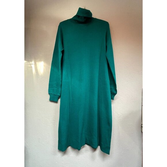 Vintage Miss Magnin at I. Magnin Womens Medium Sheath Midi Dress Turtleneck Teal - Picture 1 of 9